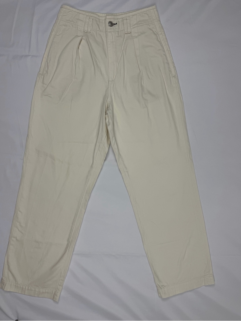 Rag & Bone Jeans 29 Ecru High Rise Pleated Wide Leg Utility Pants 100% Cotton